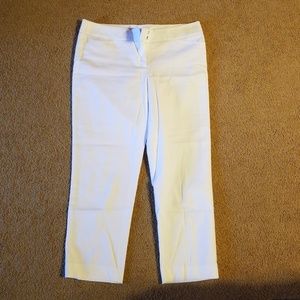 Flat front white capris